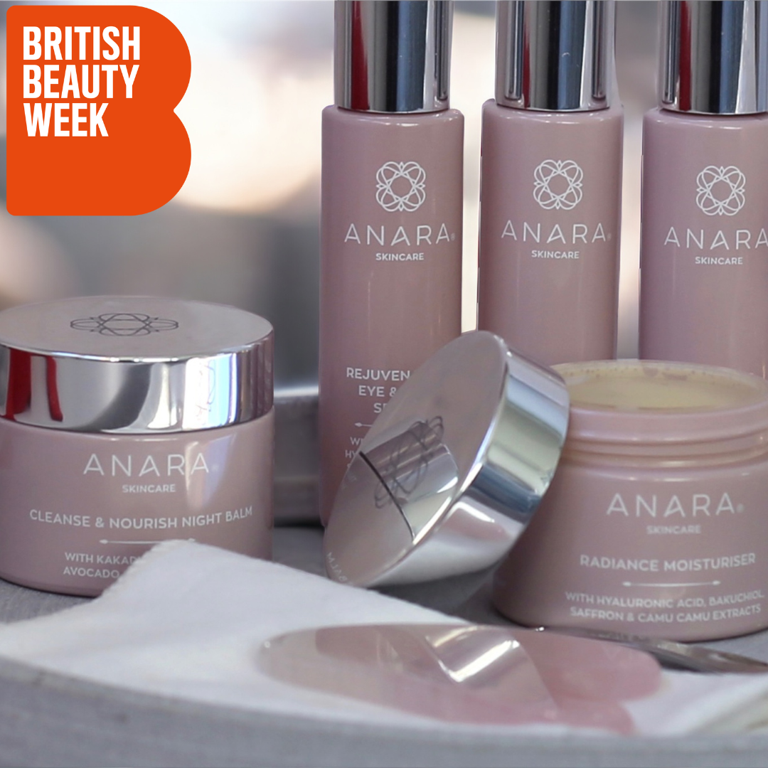 The Anara Skincare range and the British Beauty Week logo