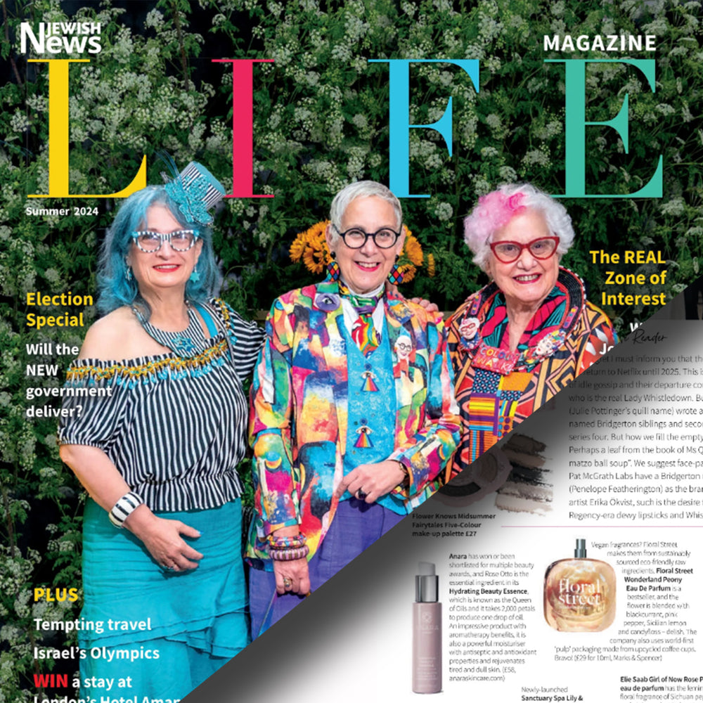 Jewish News Life Magazine summer edition front cover with Anara Skincare Hydrating Beauty Essence featured within