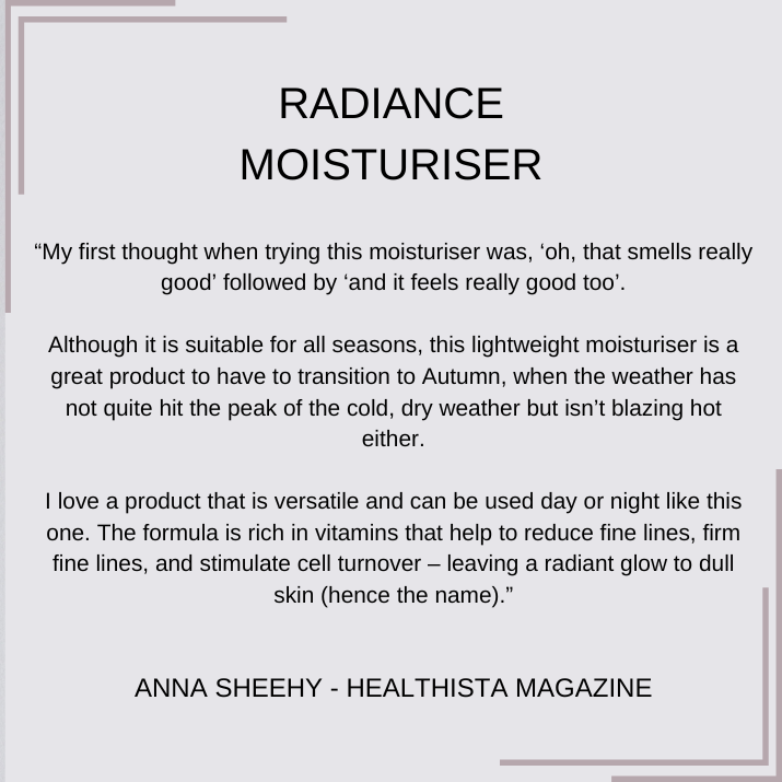
                  
                    Anara Skincare Radiance Moisturiser Review written by Anna Sheehy Healthista Magazine
                  
                