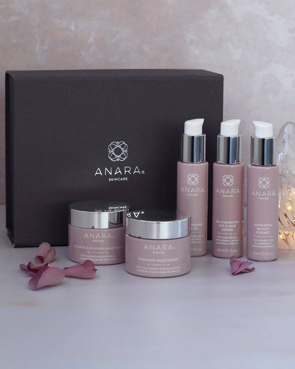 The Full Anara Skincare range with Anara branded magnetic gift box